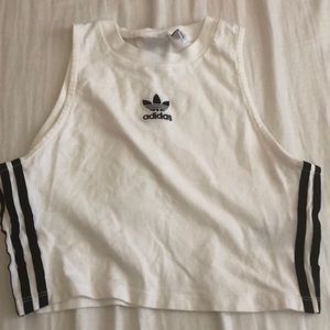 white adidas crop tank top